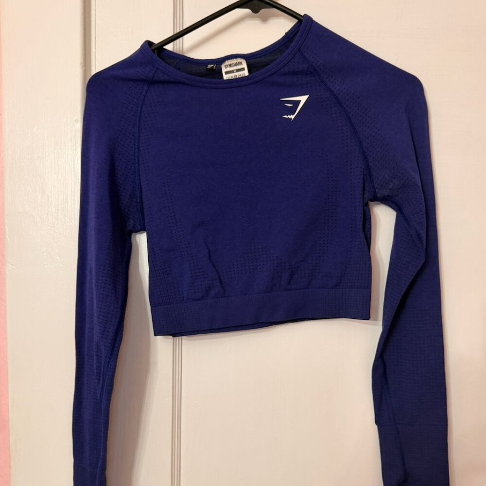 GymShark Vital Seamless Cobalt Blue Long Sleeve Size Medium